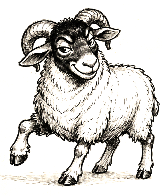 The ram, mid-stride